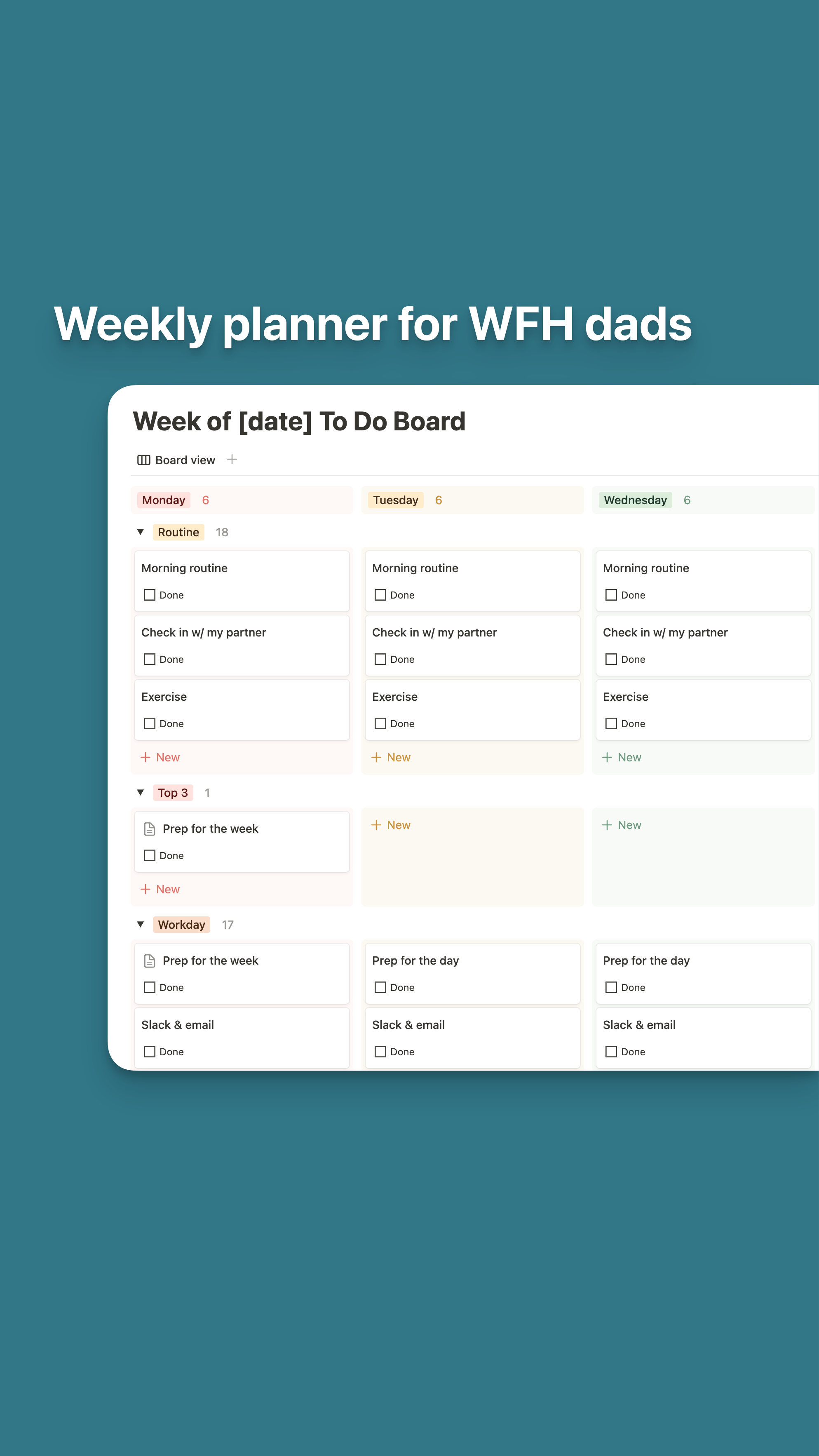 Weekly planner Notion template