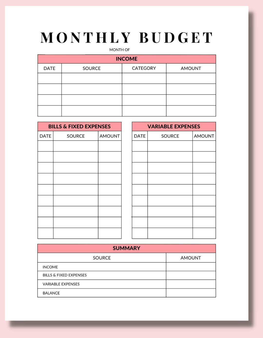 Get my free Monthly Budget Template