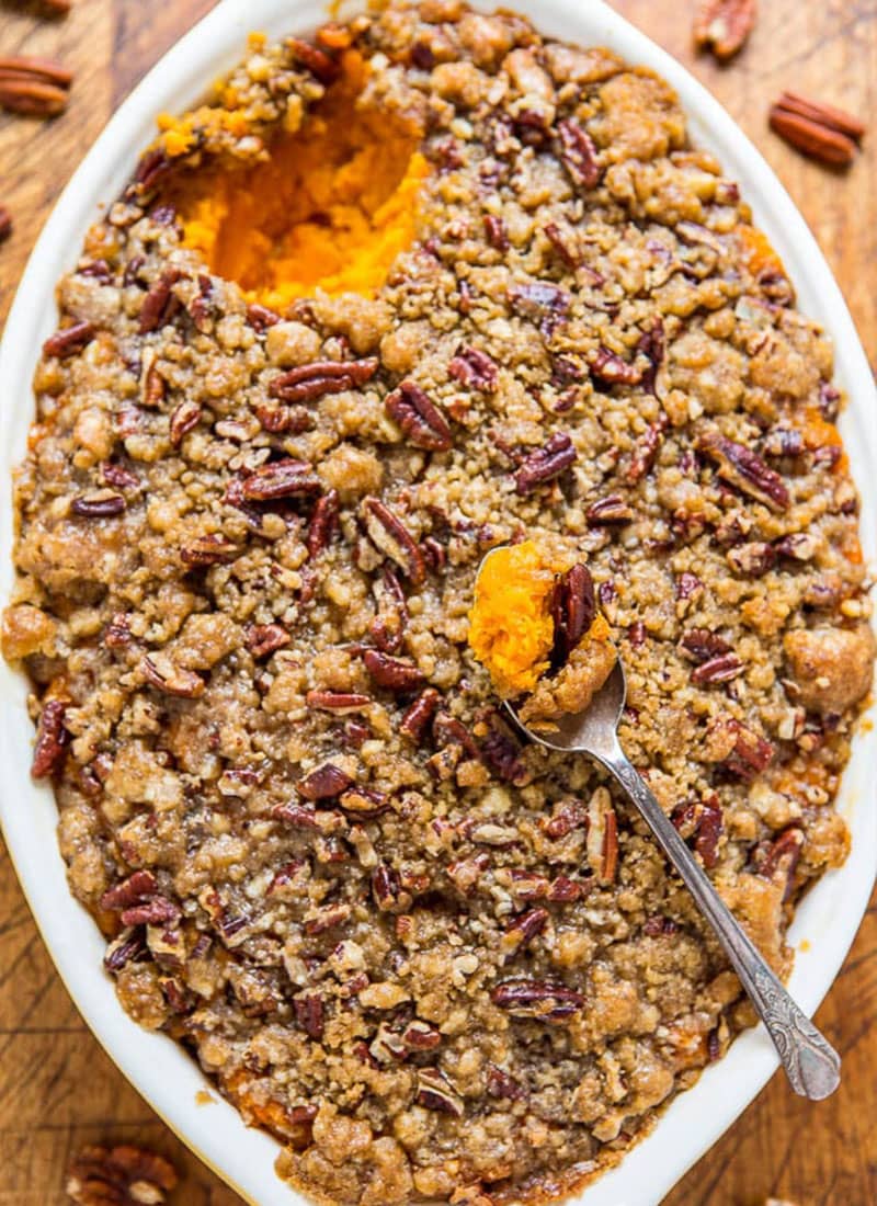 Sweet Potato Casserole with Pecan Topping