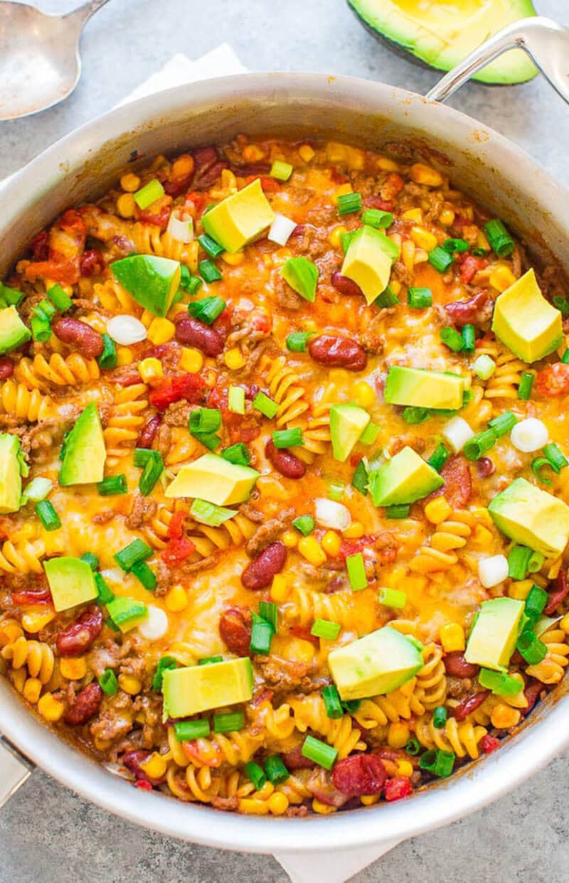 One-Skillet Beef Taco Pasta