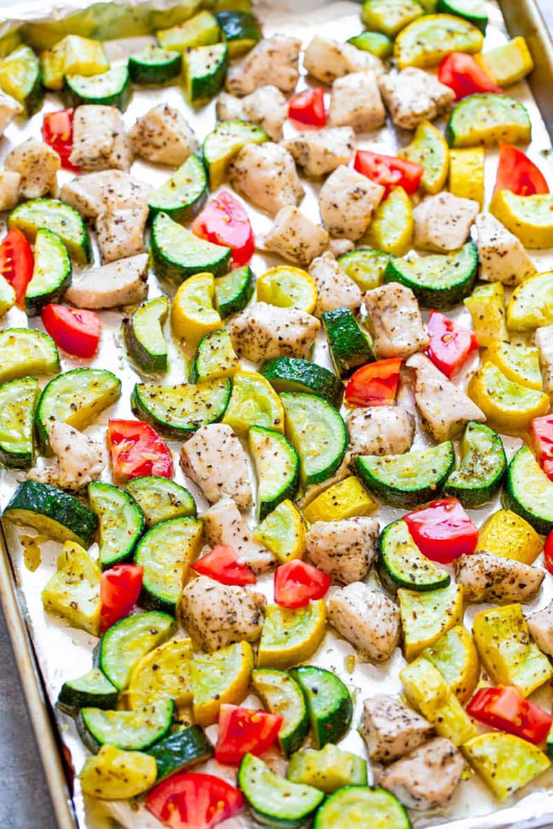 Sheet Pan Summer Vegetables and Chicken