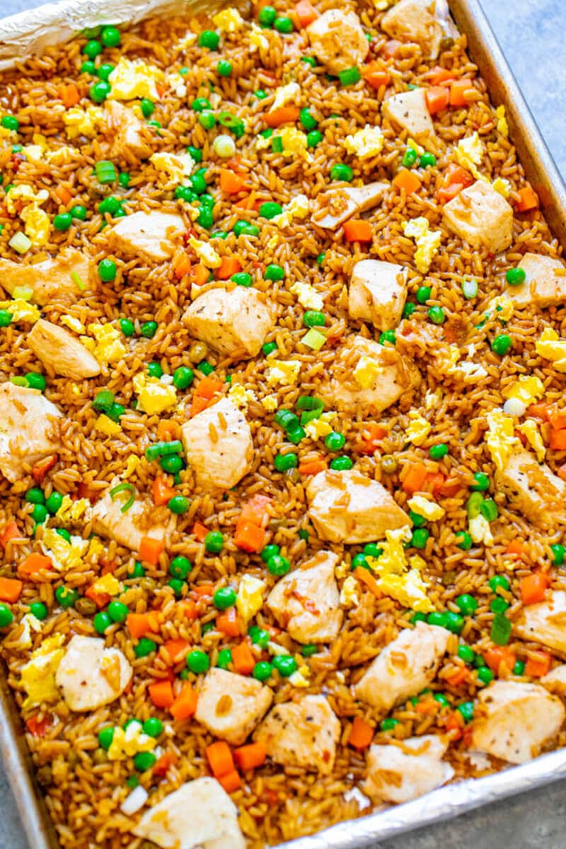 Sheet Pan Chicken Fried Rice