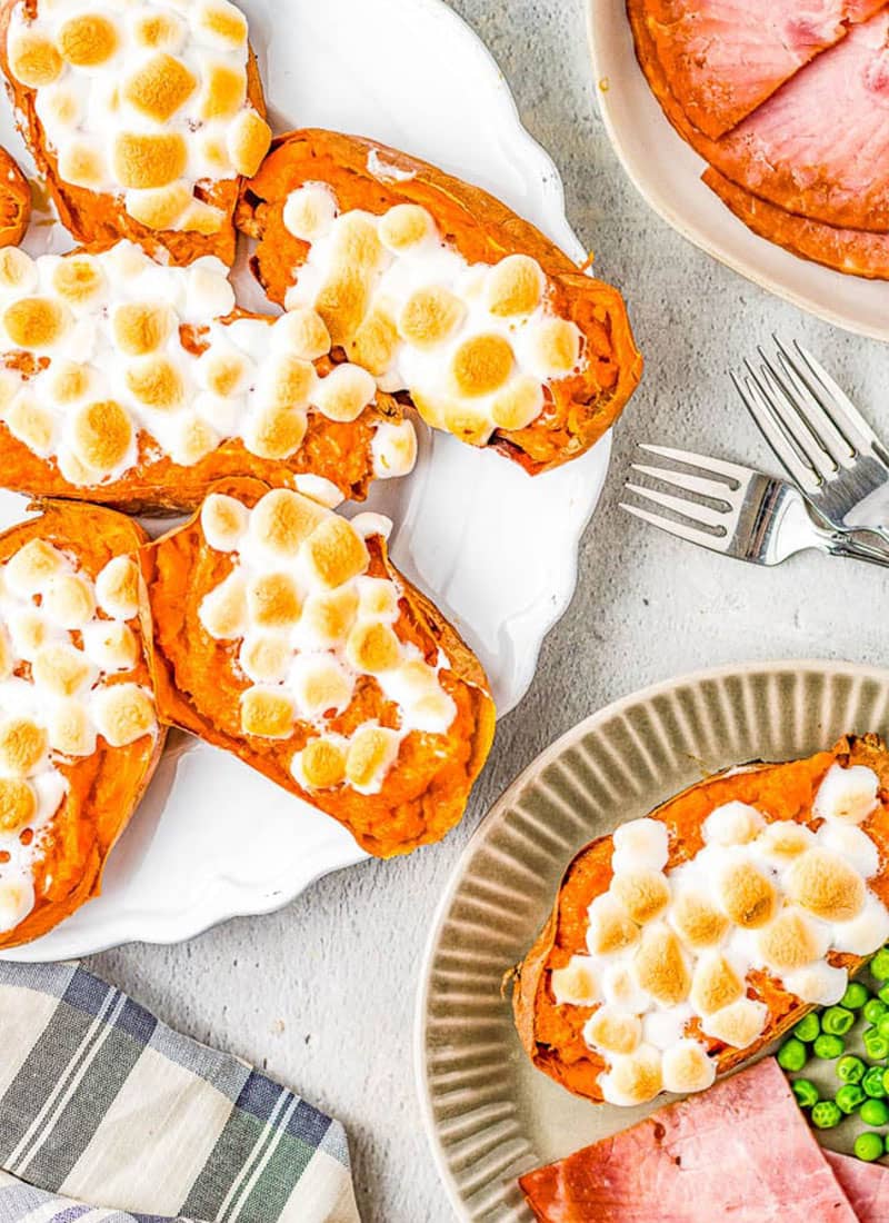 Twice Baked Sweet Potatoes with Marshmallows