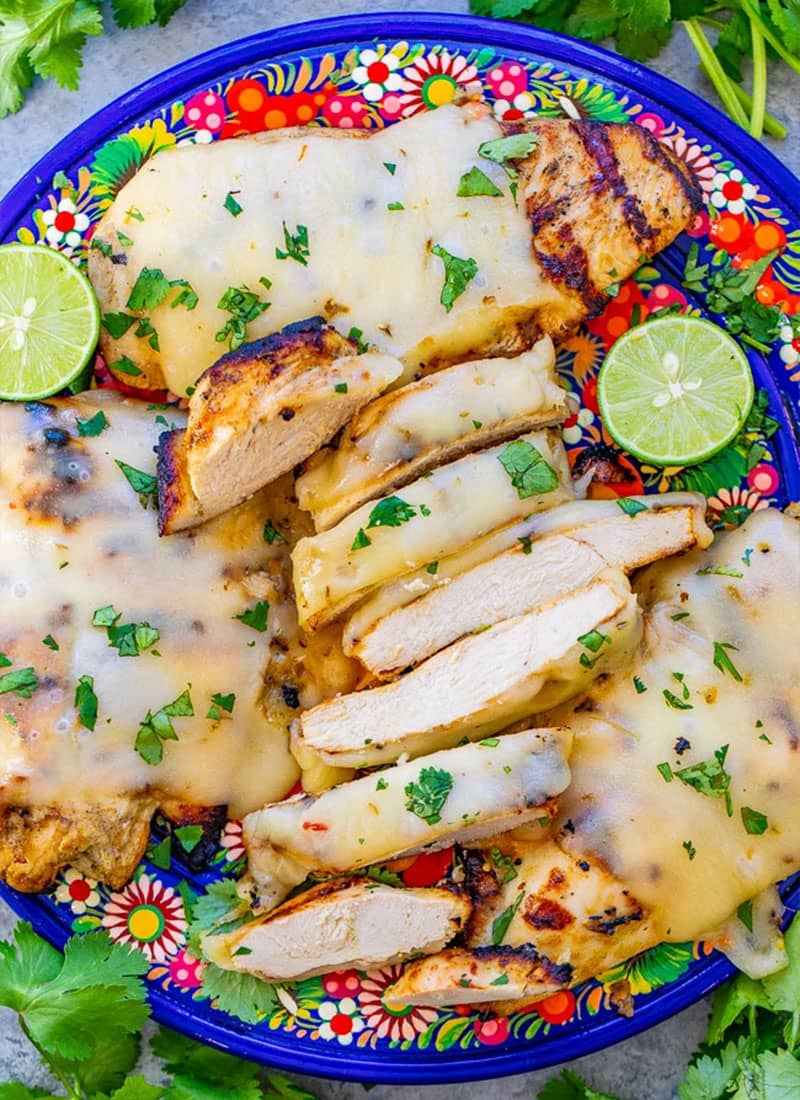 Grilled Salsa Verde Pepper Jack Chicken