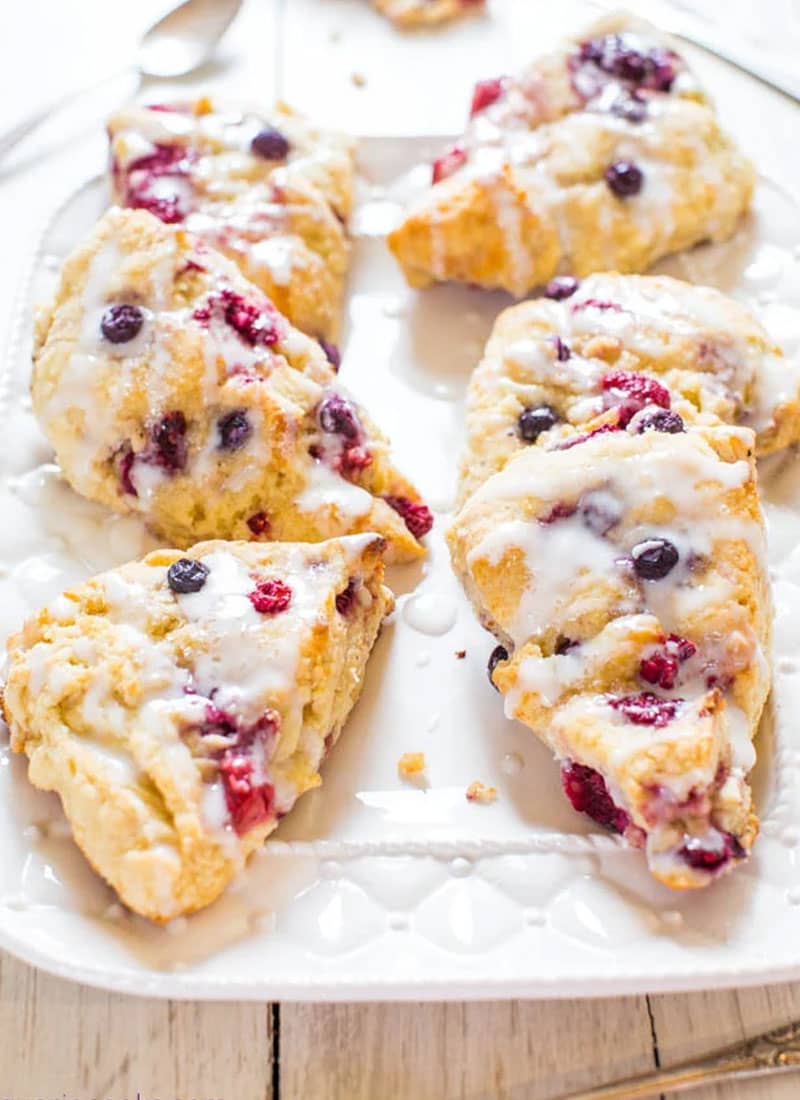 The Best Glazed Mixed Berry Scones