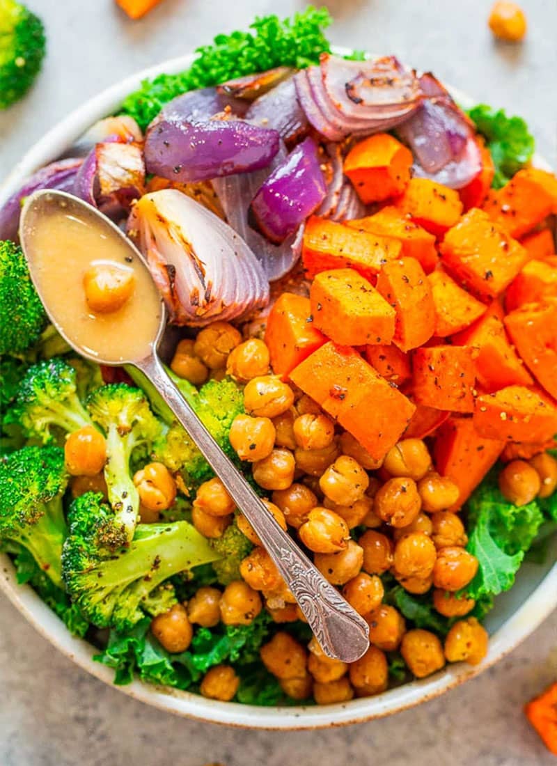 Roasted Sweet Potato and Chickpea Buddha Bowl