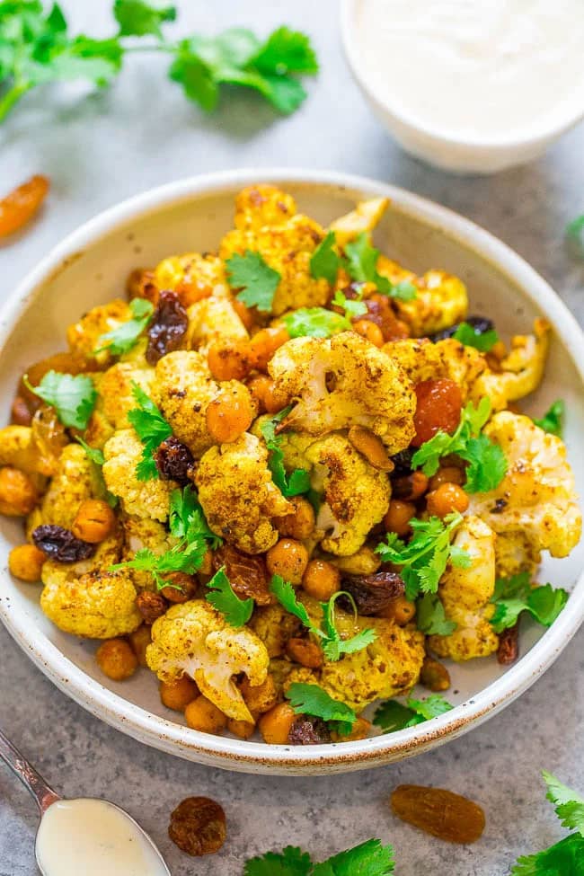 Roasted Curried Cauliflower and Chickpea Salad