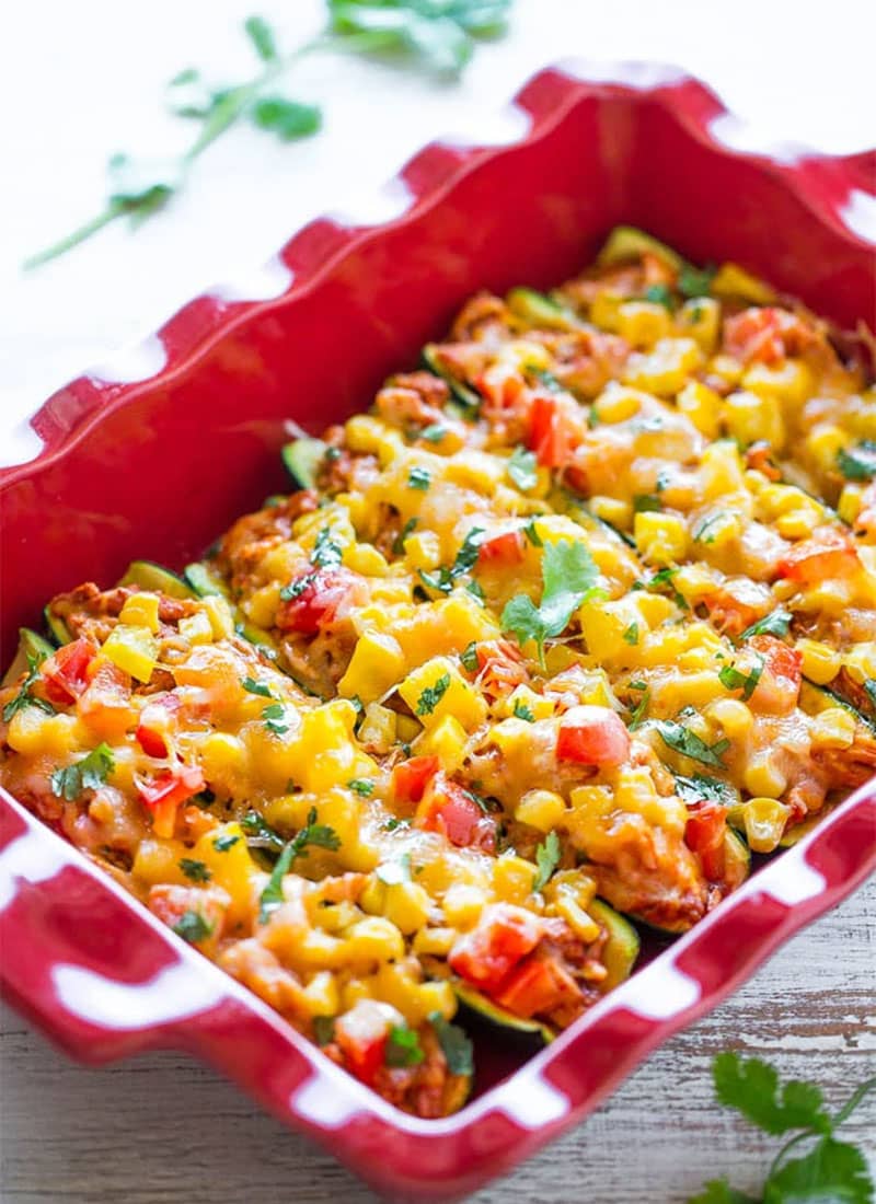 Loaded Chicken Enchilada Zucchini Boats