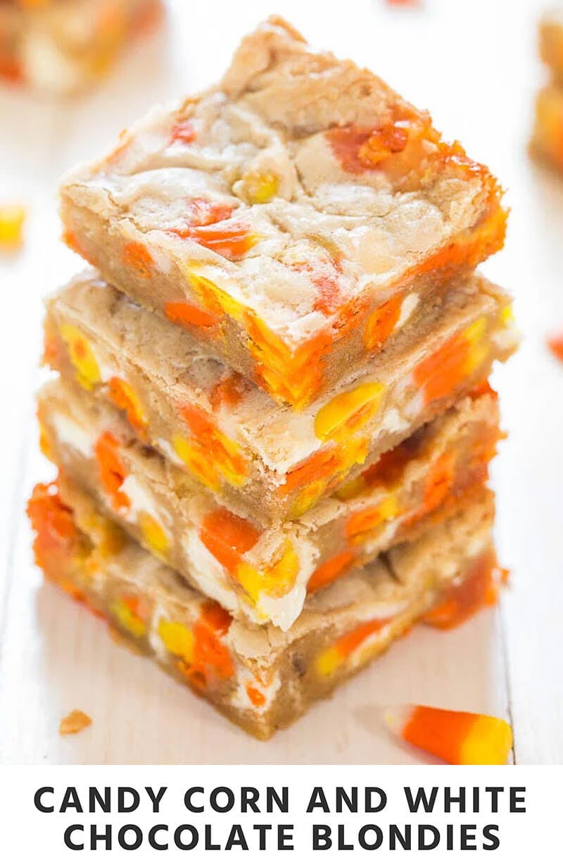 Candy Corn and White Chocolate Blondies