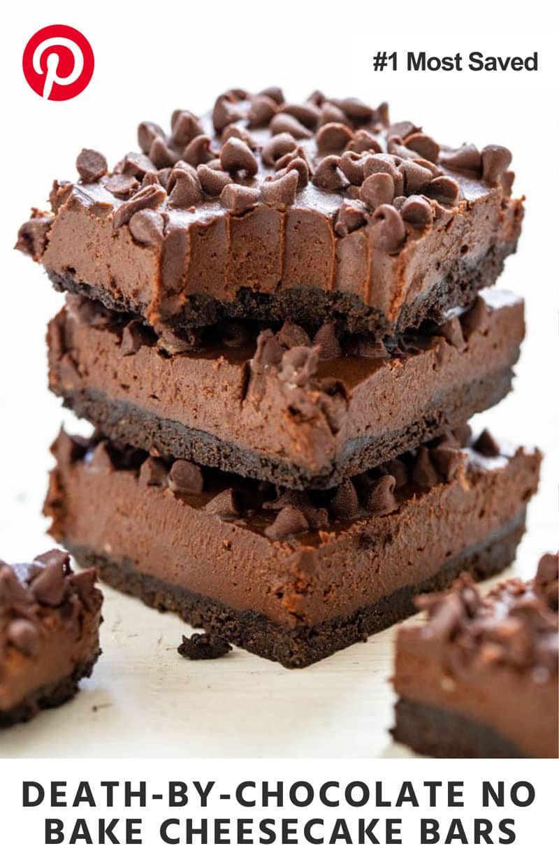 Death-By-Chocolate No Bake Cheesecake Bars