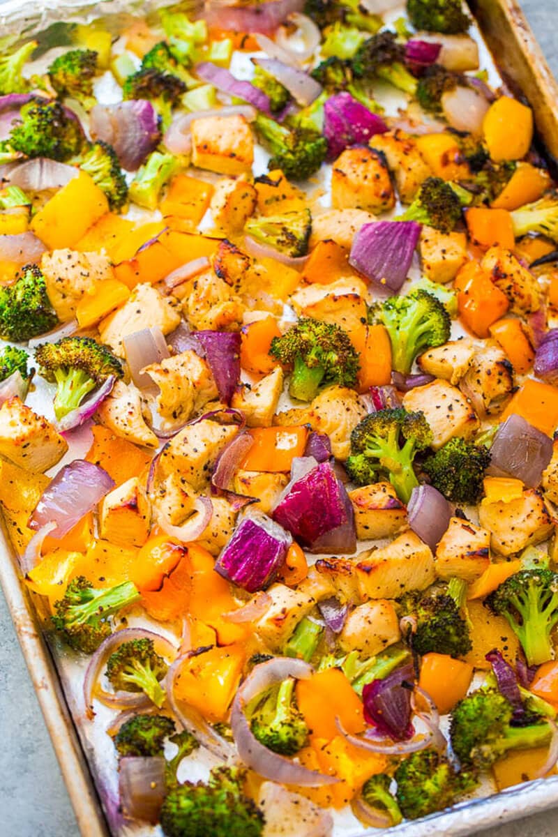 Sheet Pan Skinny Lemon Pepper Chicken and Vegetables