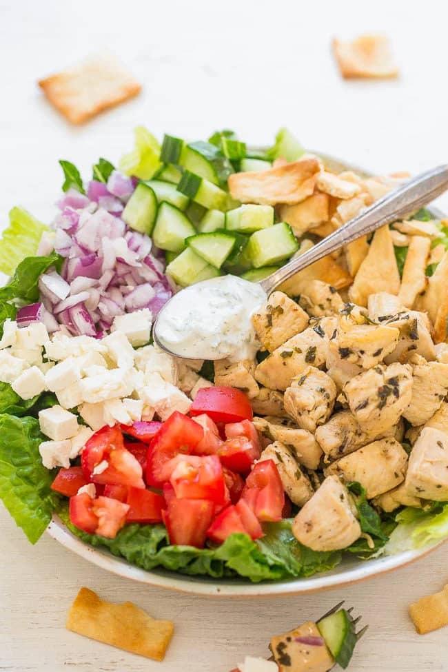 Chicken Gyro Salad with Tzatziki Sauce