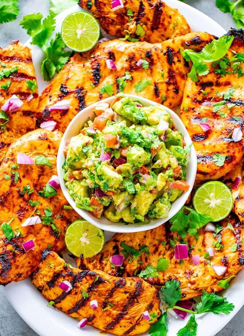 Grilled Lime Cilantro Chicken with Guacamole