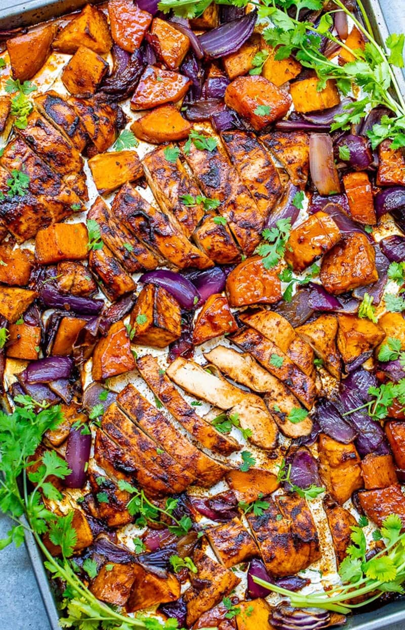 Chili and Brown Sugar Spice Rub Chicken and Sweet Potatoes