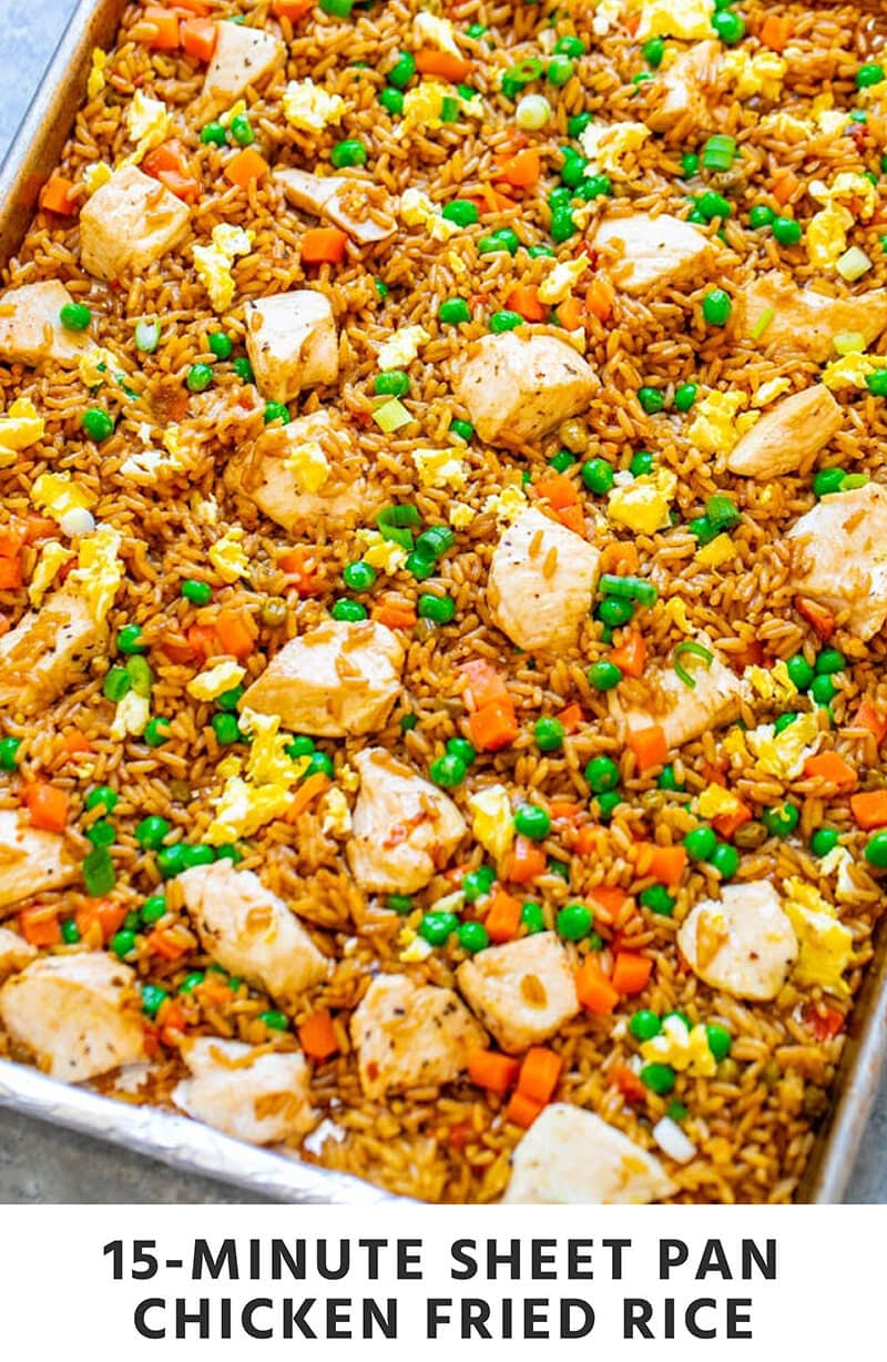 15-Minute Sheet Pan Chicken Fried Rice