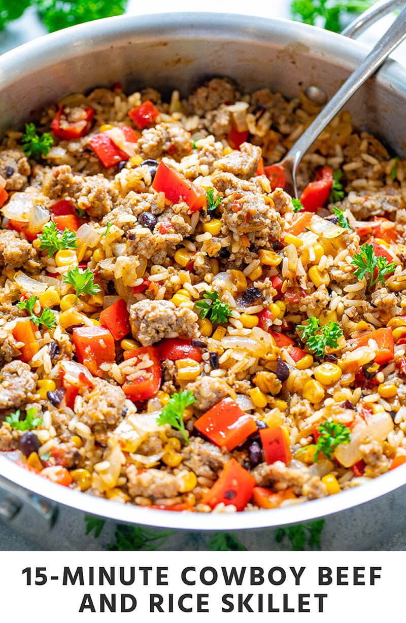 15-Minute Cowboy Beef and Rice Skillet