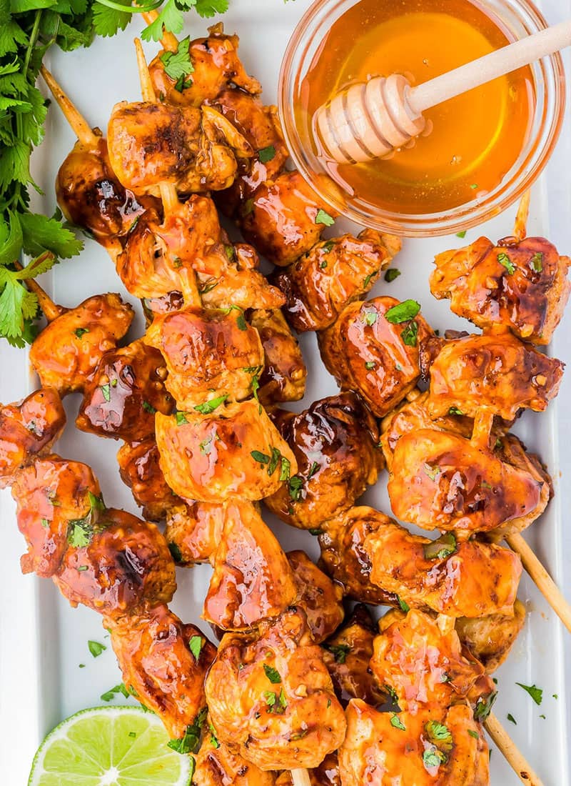 Honey BBQ Beer Chicken Skewers