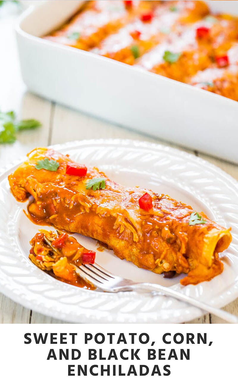 Sweet Potato, Corn, and Black Bean Enchiladas