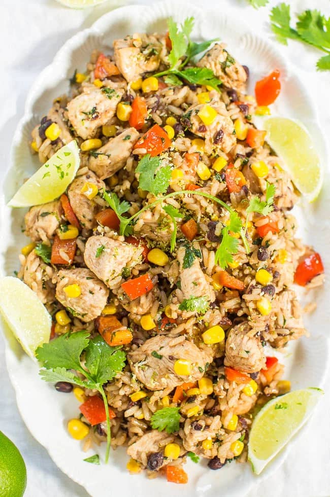 Lime Cilantro Chicken with Mixed Rice and Black Beans