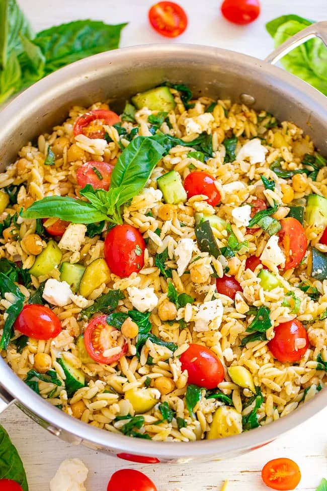 Lemon Basil Greek Orzo  Salad