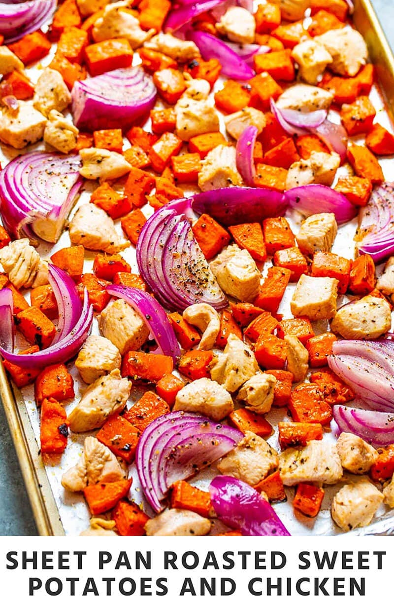 Sheet Pan Roasted Sweet Potatoes and Chicken