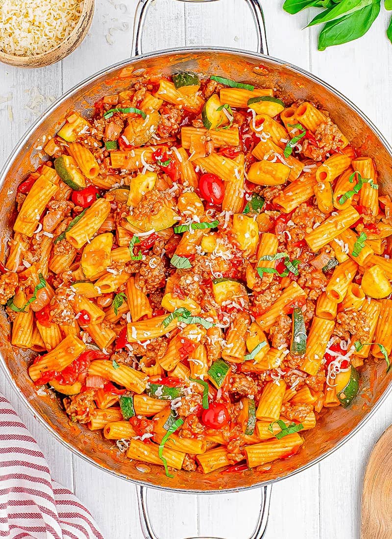 Sausage Rigatoni Pasta Skillet