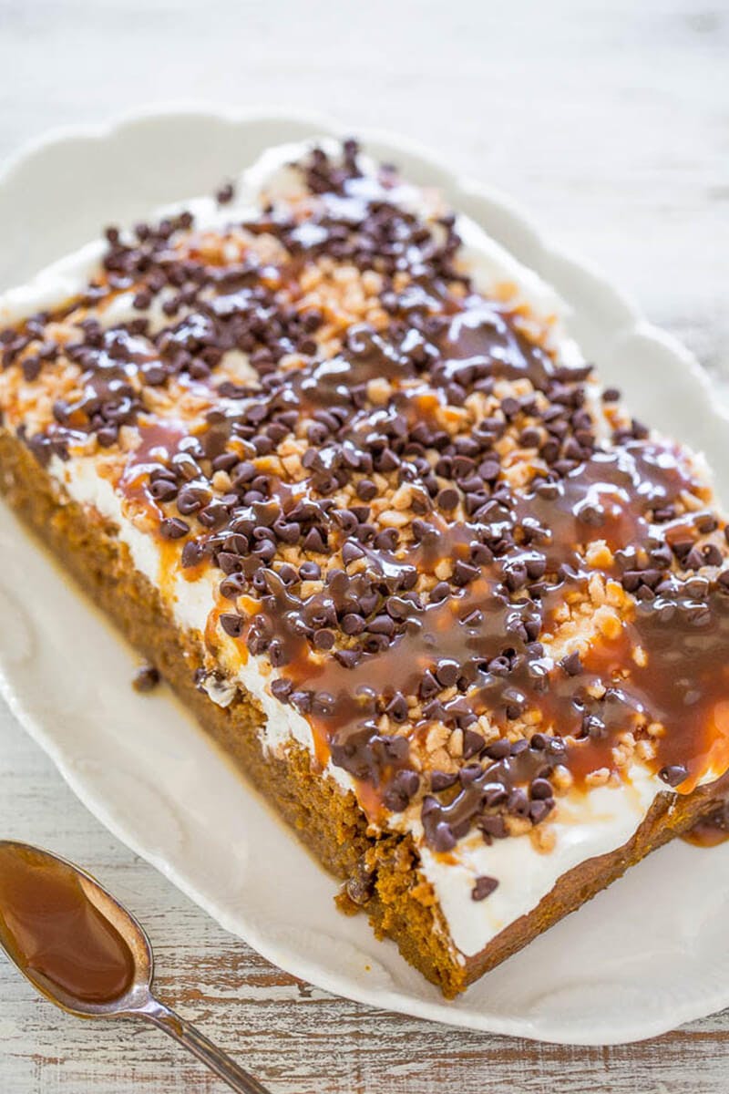 Pumpkin Caramel Poke Cake