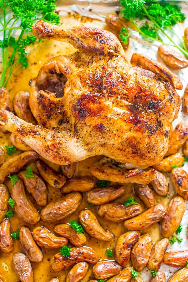 Sheet Pan Whole-Roasted Chicken and Potatoes