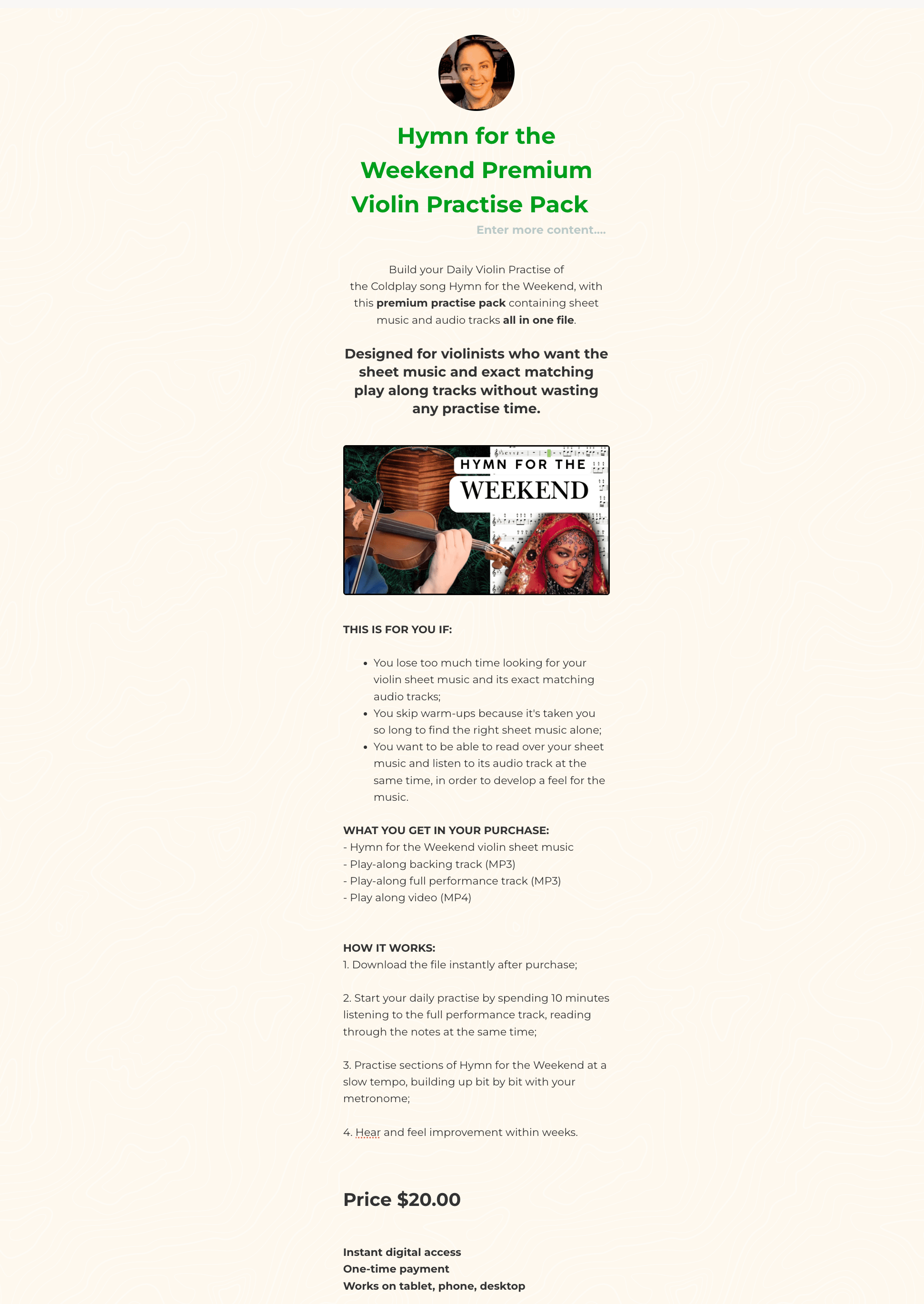 Golden Brown Premium Violin Practise Package