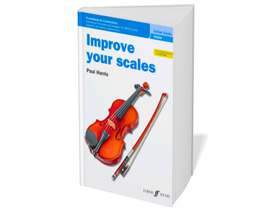 This is the cover page of the violin book 'improve your scales by Paul Harris - Book 1 Violin for beginner violinists.