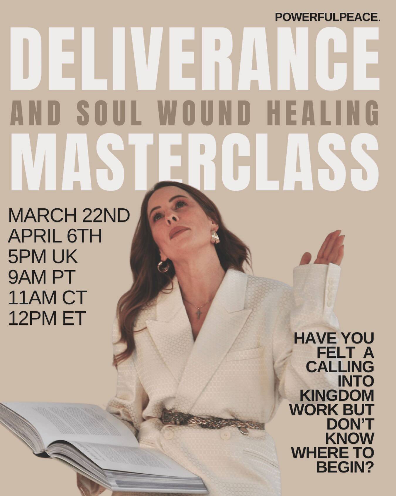KINGDOM WARRIORS ⚔️

Have you felt called into doing Kingdom Work but don’t know where to begin? 

This is FOR YOU ‼️

You know you have a prophetic gift and you want to not only help yourself but your family and friends get SET FREE from Satans grip of generation curse, demonisation and help people receive soul wound healing that is crucial to feeling peace 

The Lord told me to GO and use his exact protocol and teach his children to SET THE CAPTIVES FREE ⚔️

HALLELUJAH 

This masterclass will show you everything is do in my Deep Healing 1:1 sessions - and if you have already experienced one of those sessions you will know how POWERFUL they are - All glory to God 

You will be equipped and ready to fight the spiritual battle that’s unfolding before our eyes ⚔️

Go to my link in bio for the sign up link or comment “ME” and I will send you the link 

God bless friends - I look forward to working with you 🙏

Tag anyone you know will love this masterclass in sending demons back to hell ‼️

#spiritualwarrior #deliverance #christiandeliverance #jesusheals #spiritualwarfare