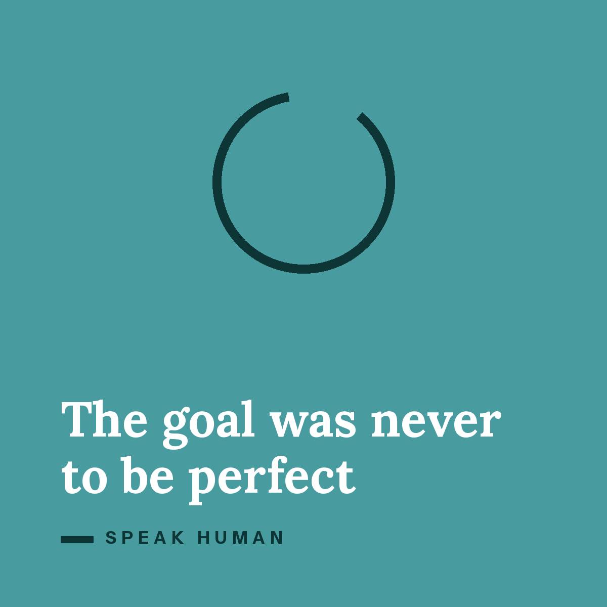 The goal was never to be perfect