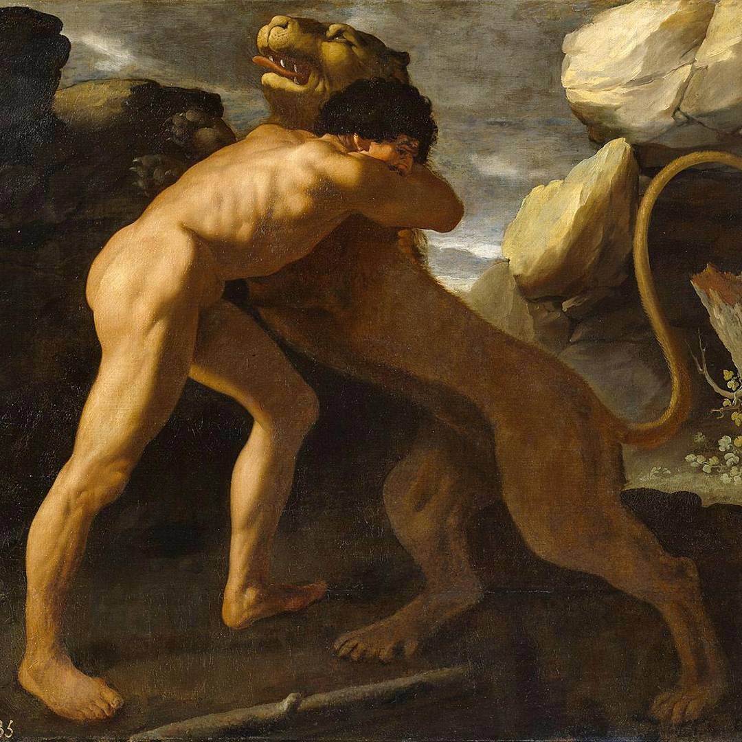 Heracles wrestling with the Nemean lion
