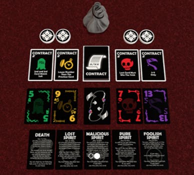Image of Tricky Little Death, showing cards and tokens on a table.