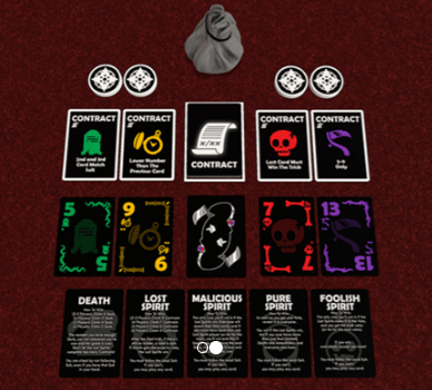 Image of Tricky Little Death, showing cards and tokens on a table.