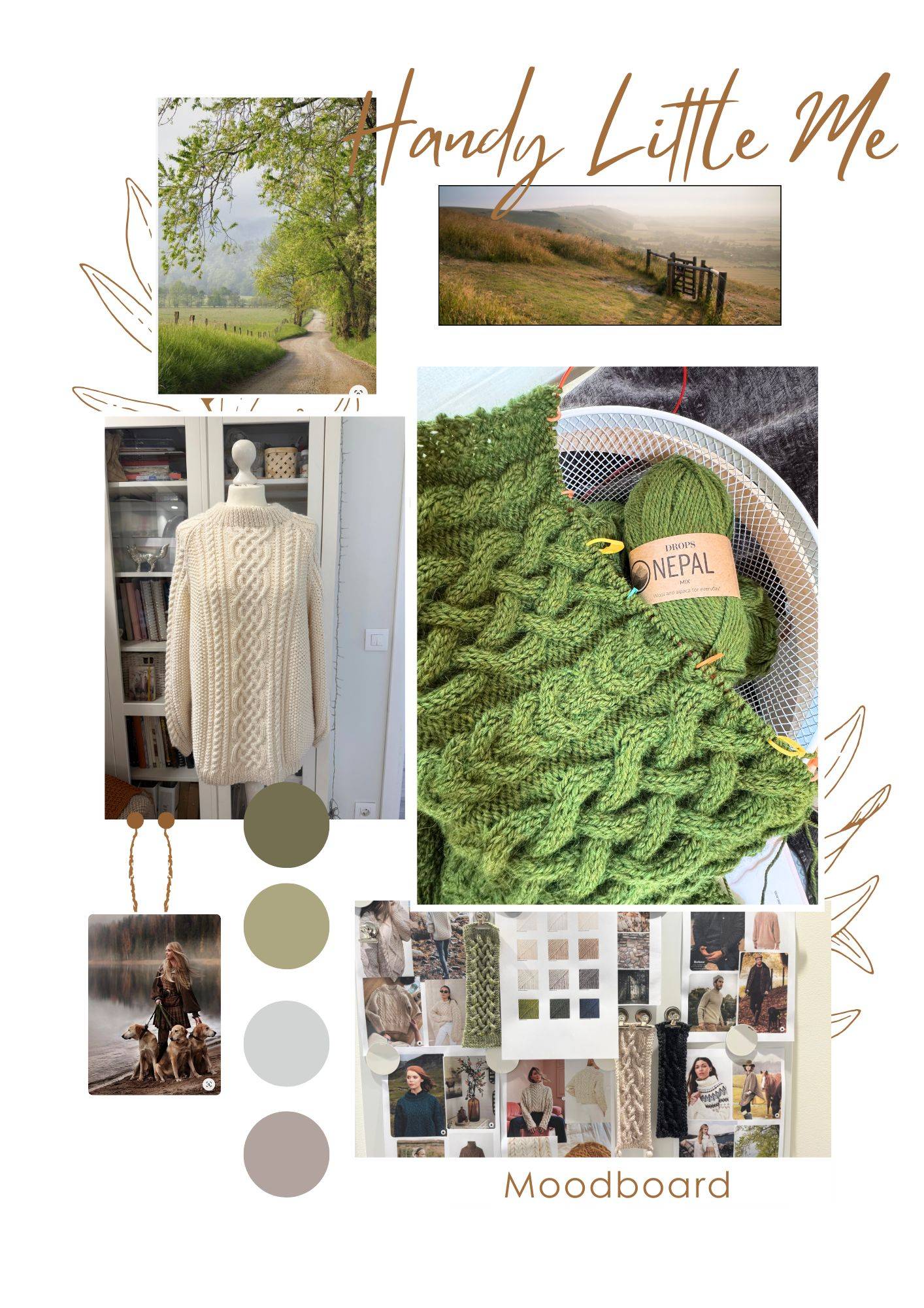 Mood board for knitted cable sweaters