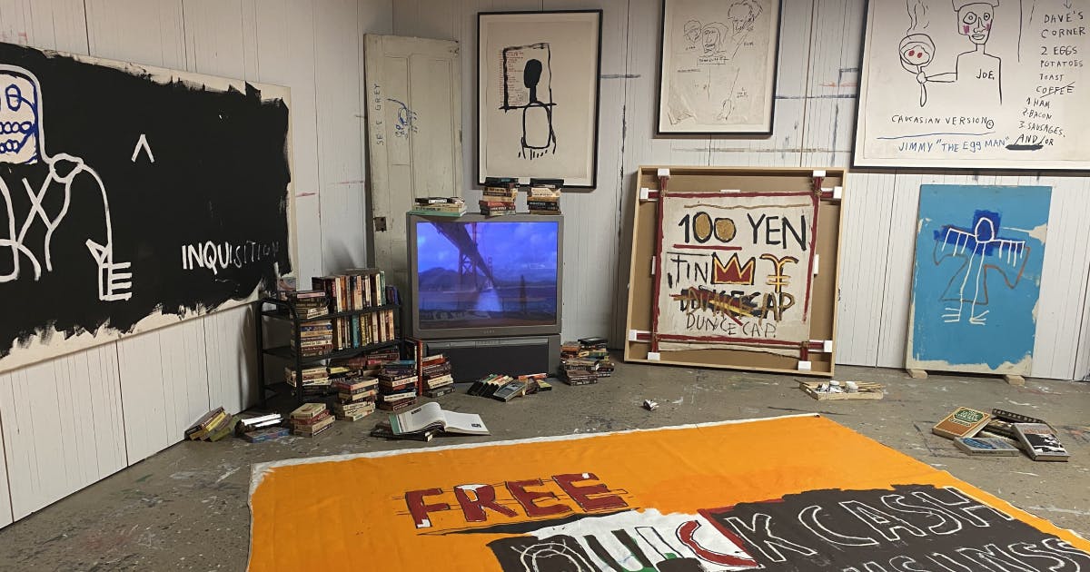 A recreation of Basquiat’s studio within the King Pleasure exhibition