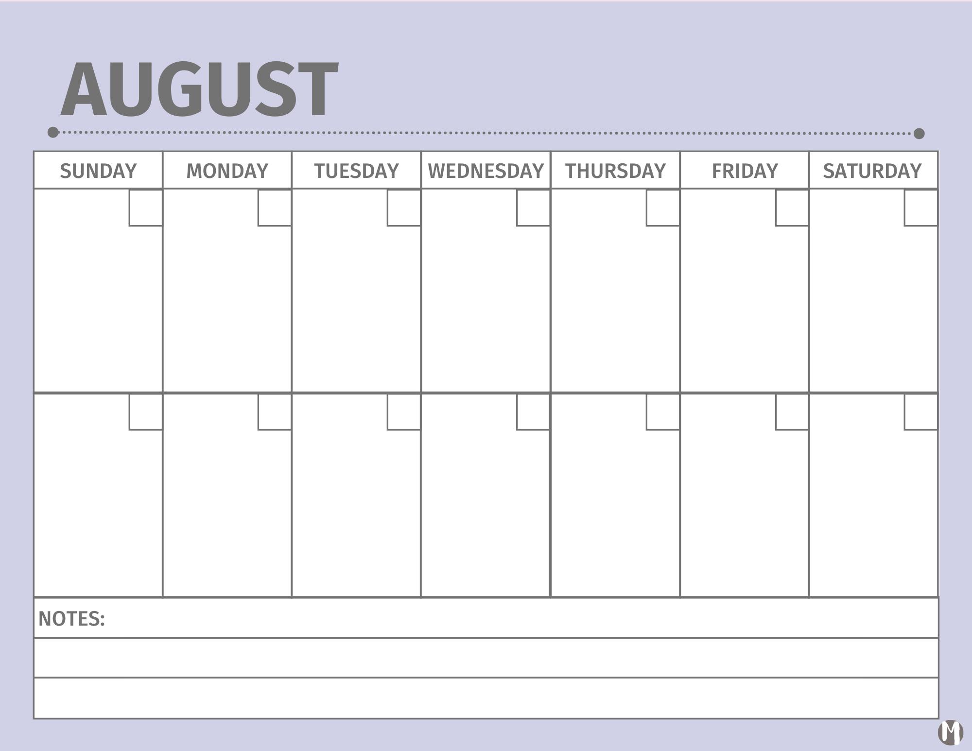 Two Weeks Per Page Calendar Printable
