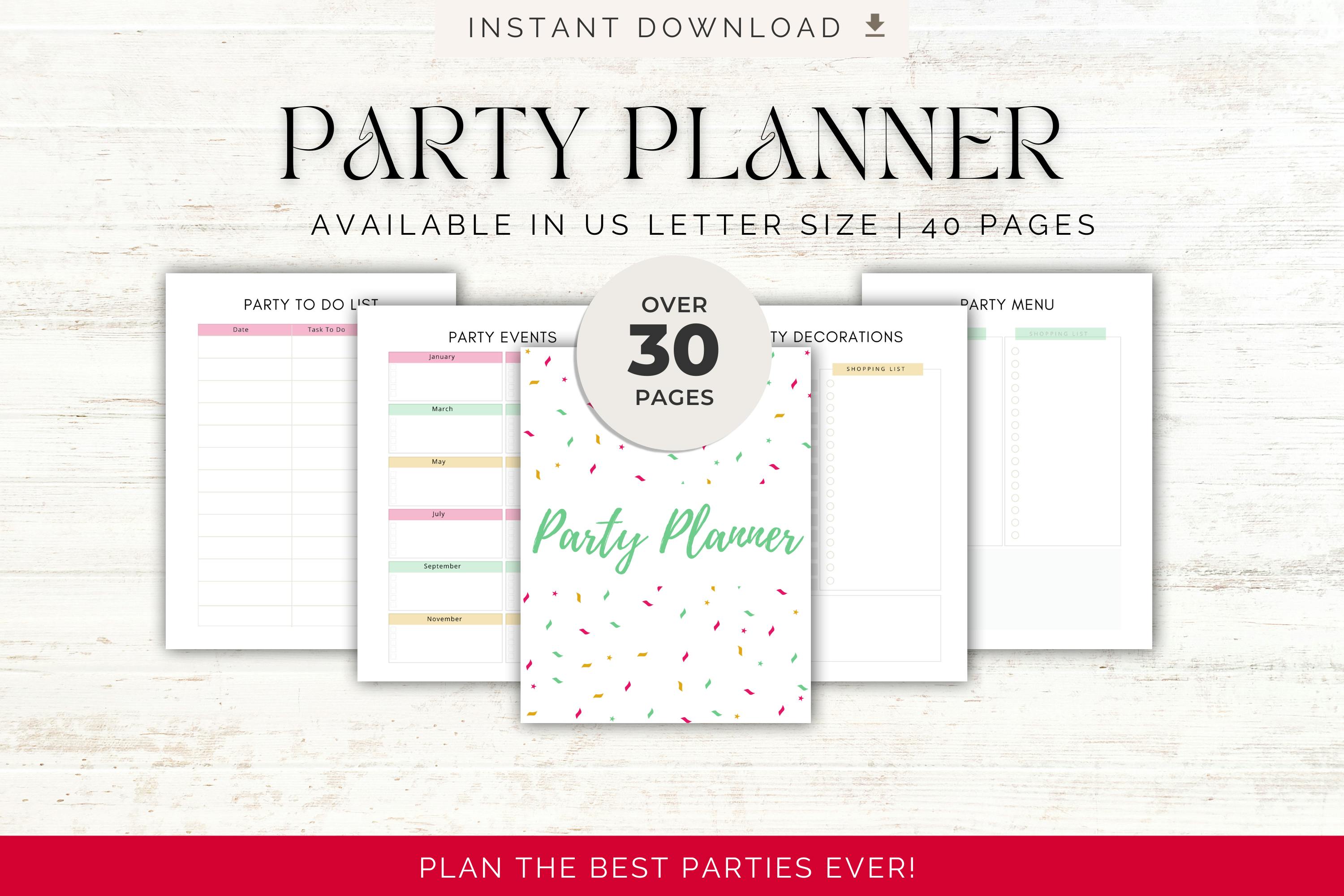 mockup of the party planner