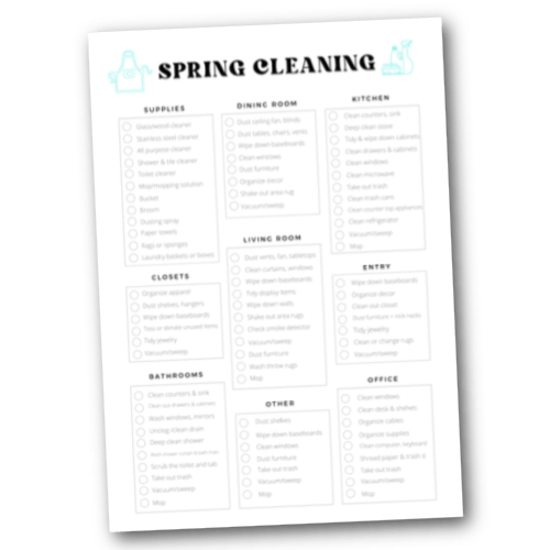 Spring Cleaning Tips Shopping List