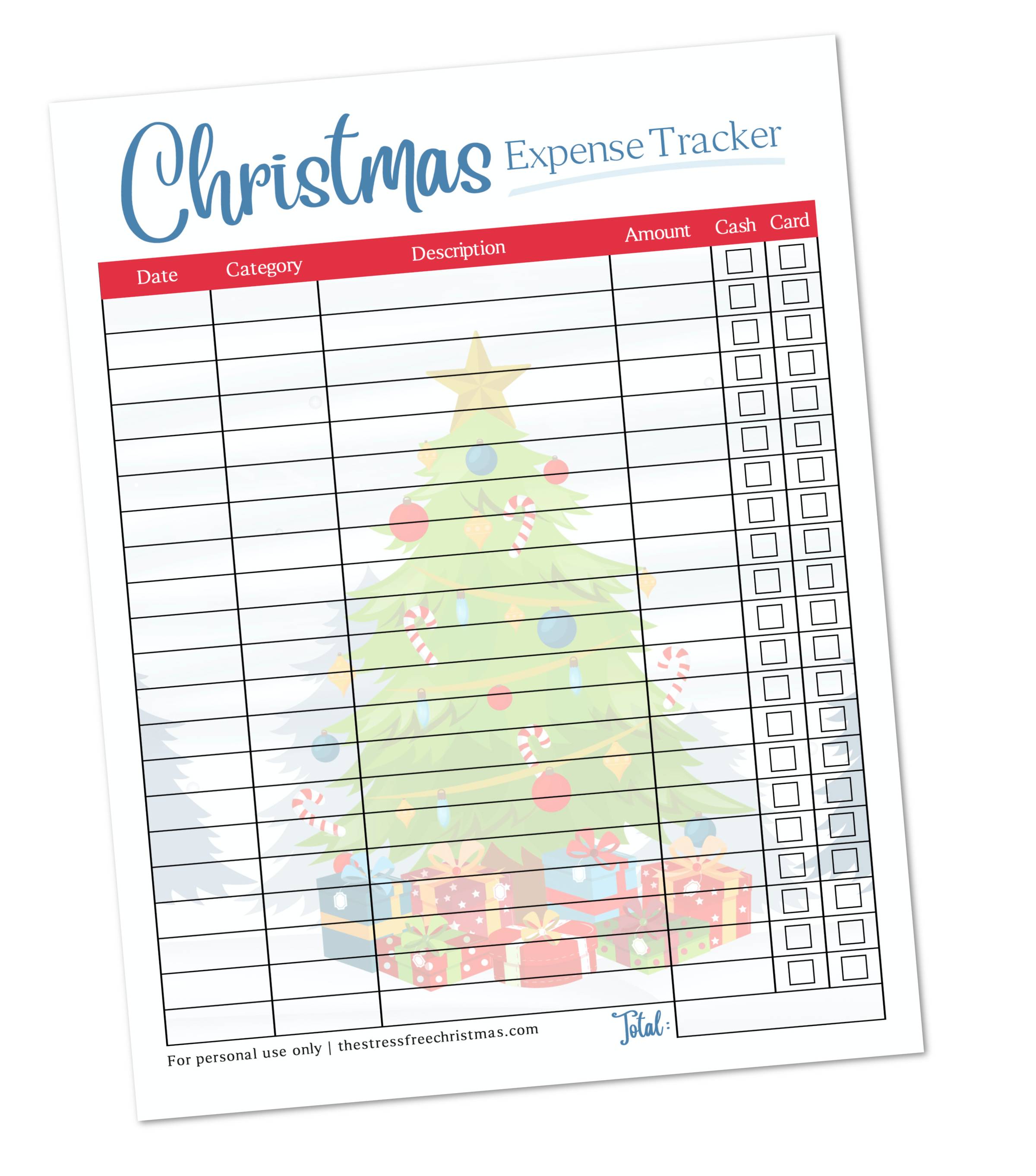 Free Printable Christmas Expense Tracker