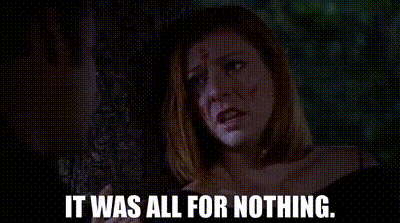 Woman saying it was all for nothing