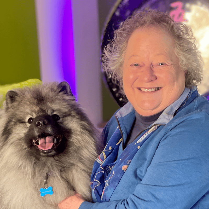 Cat Malkin with her dog, Yogi Bear