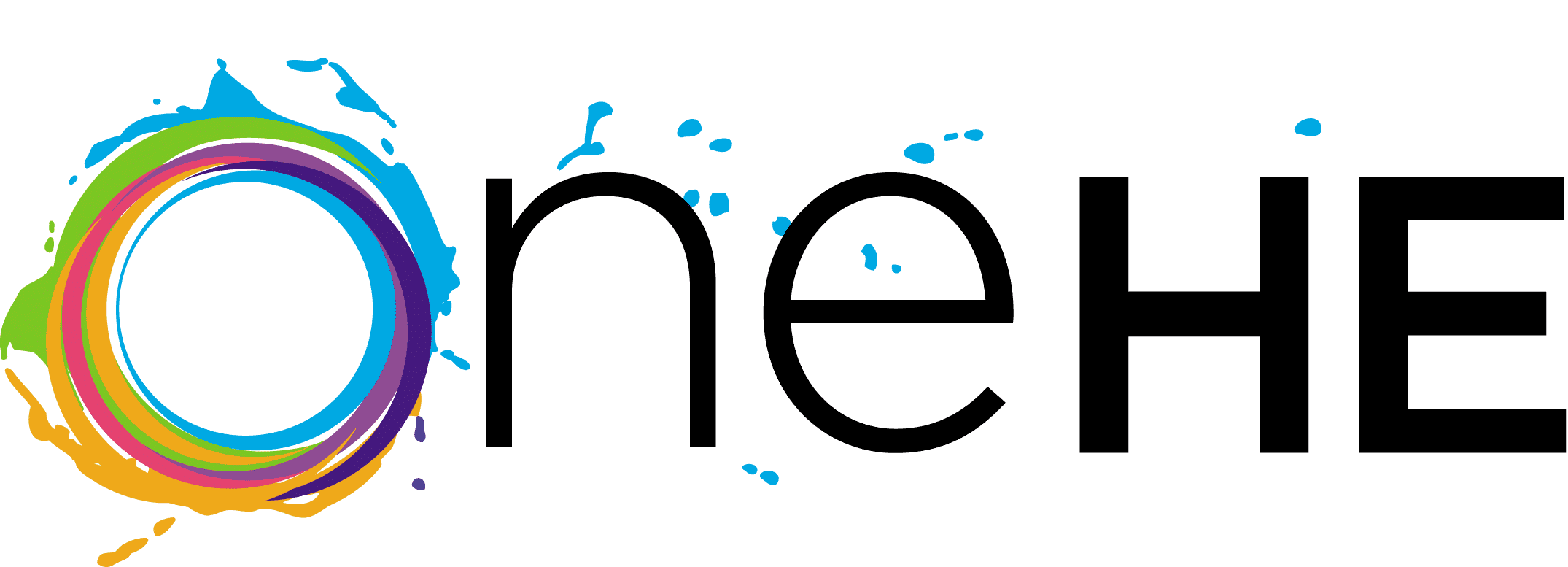 OneHE logo featuring a multi-colored O