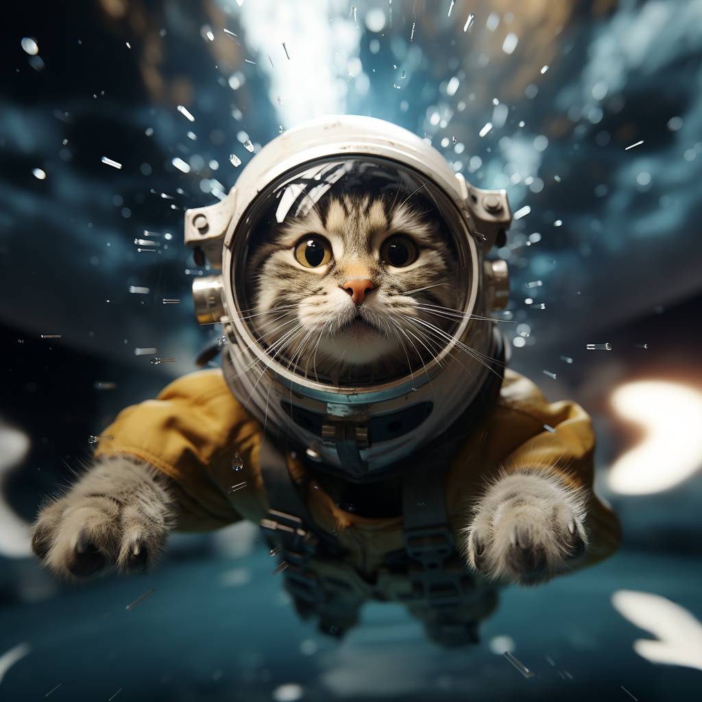 Generative AI image of a cat in space.