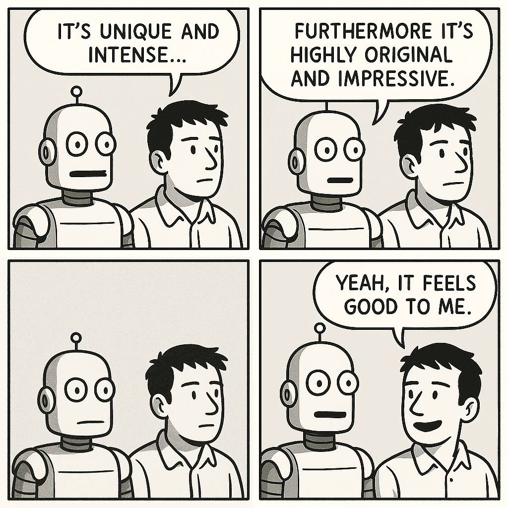 Generated image: robot and human talking.