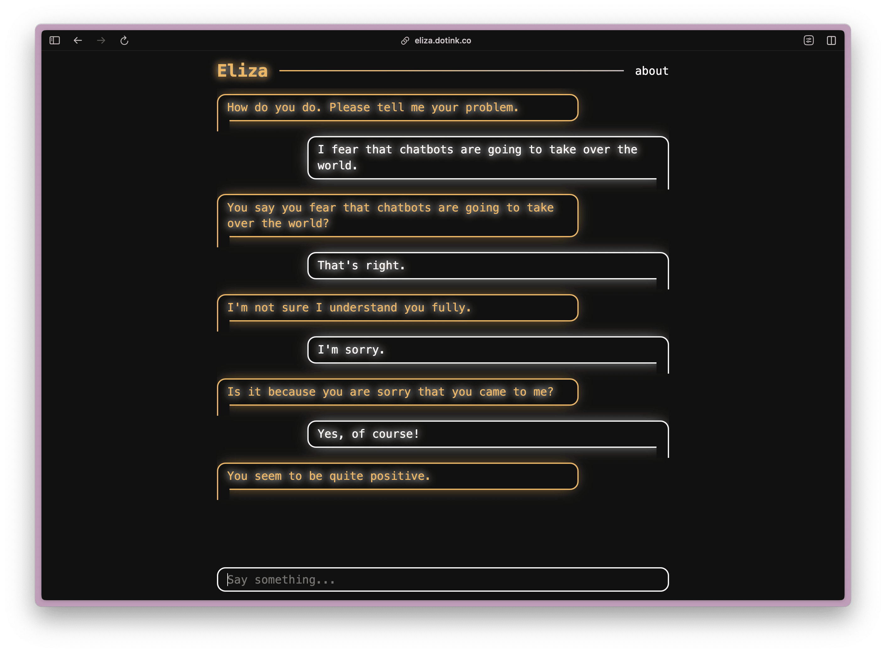 Screenshot of Eliza