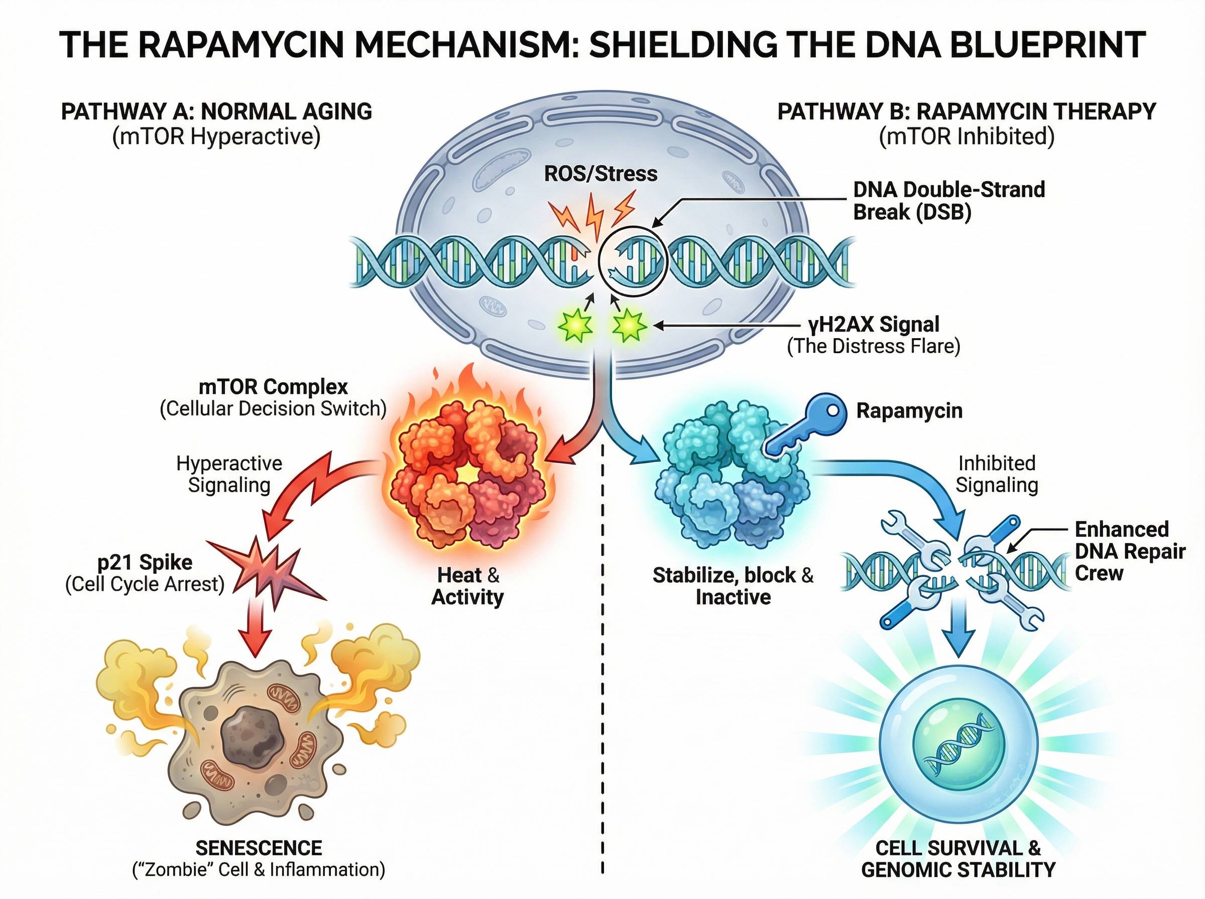 Rapamycin shielding DNA