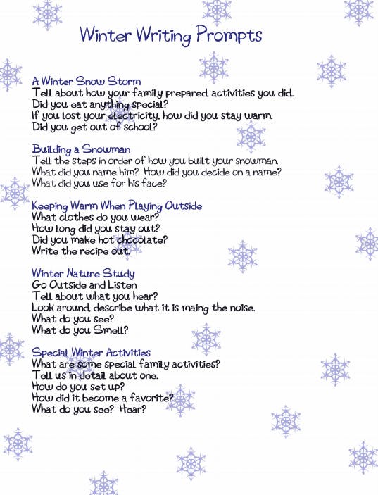 creative writing prompts about winter