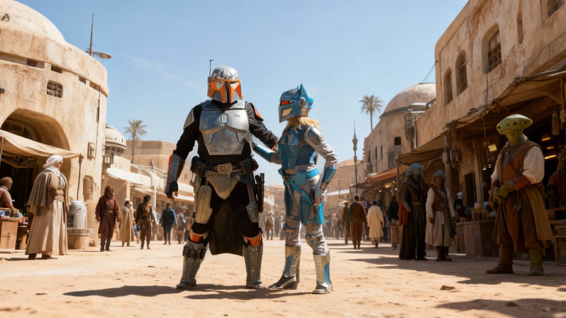 HK7335 and Jiana Fenix on the streets of Mos Eisley